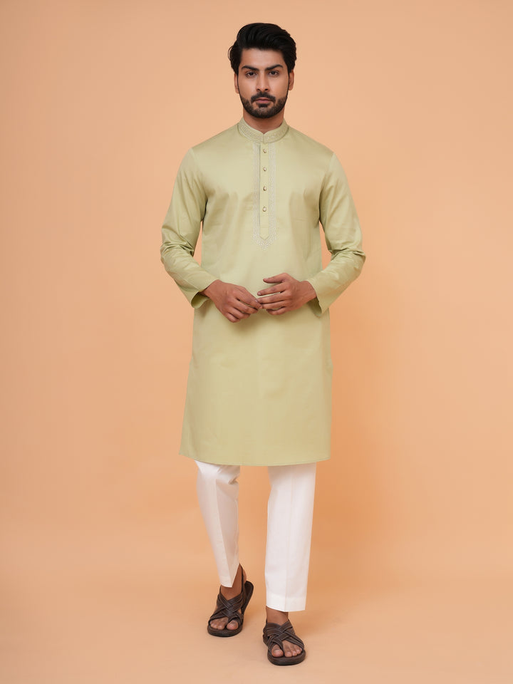 Solid Pista Kurta Set - KM44471-50