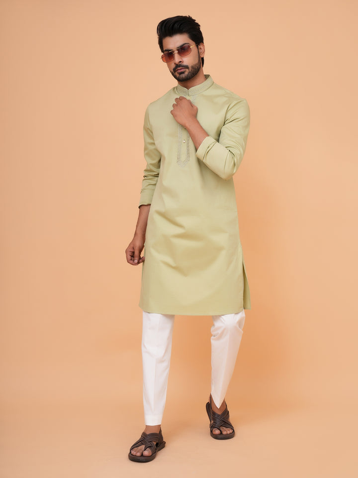 Solid Pista Kurta Set - KM44471-50