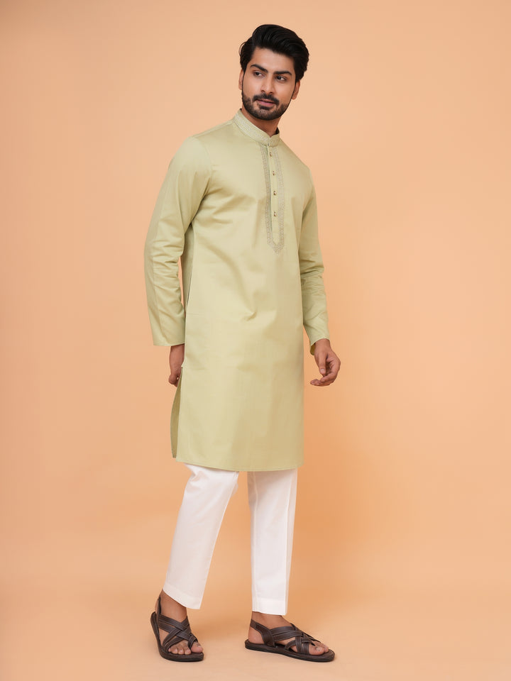 Solid Pista Kurta Set - KM44471-50