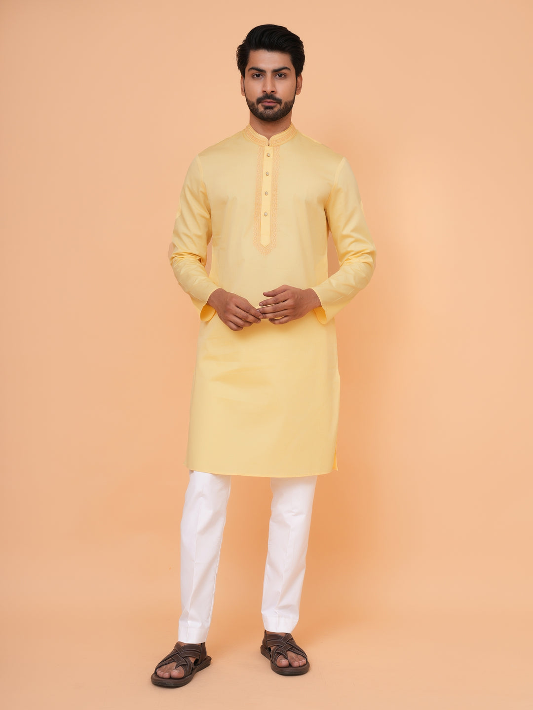 Solid Yellow Kurta Set - KM44471-32