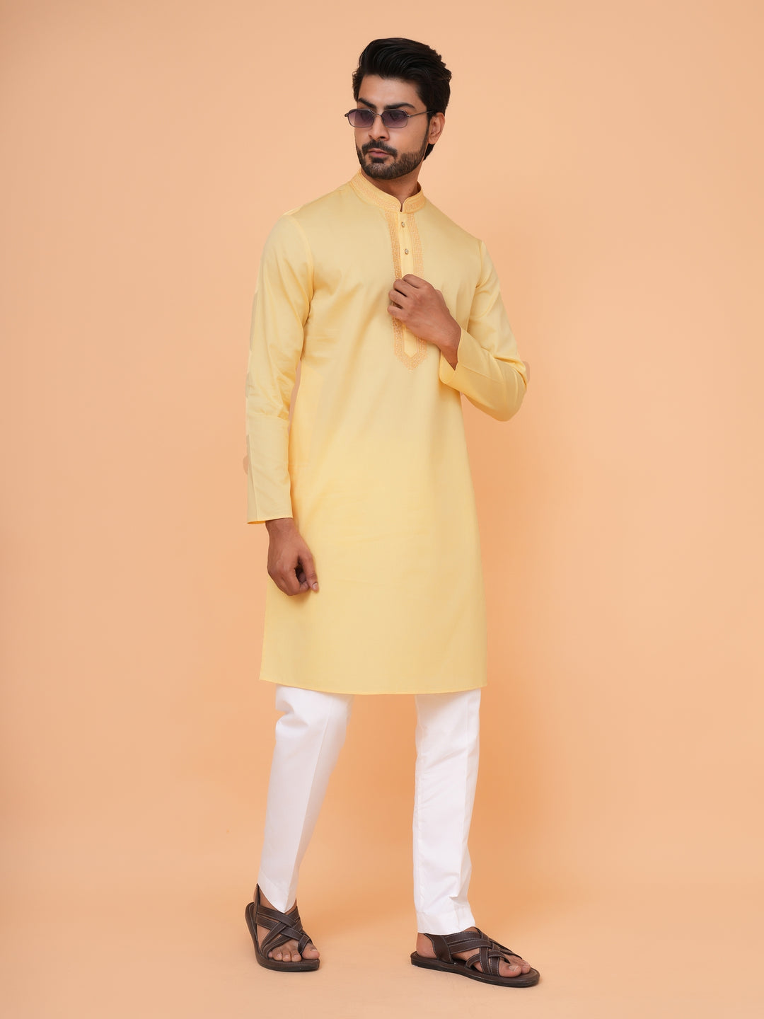 Solid Yellow Kurta Set - KM44471-32