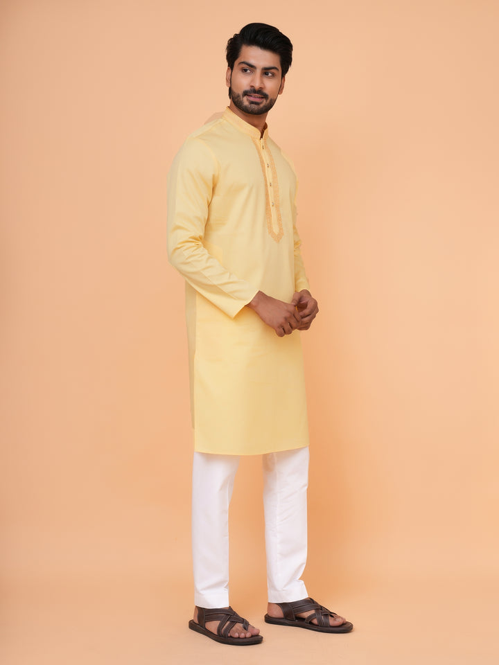 Solid Yellow Kurta Set - KM44471-32