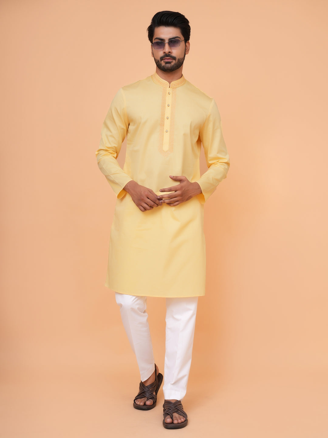 Solid Yellow Kurta Set - KM44471-32