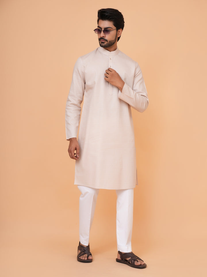 Solid Beige Kurta Set - KM44692-3