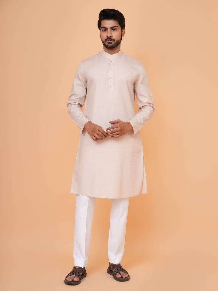 Solid Beige Kurta Set - KM44692-3