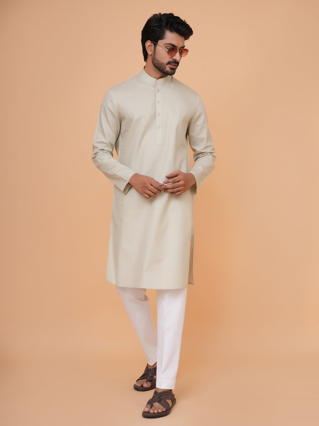 Solid Pista Kurta Set - KM44692-6