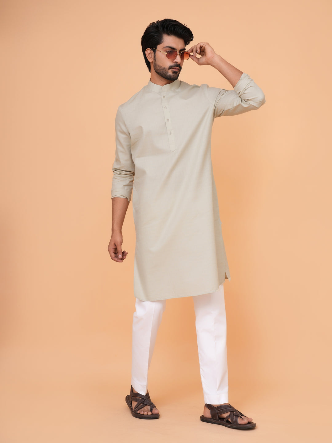 Solid Pista Kurta Set - KM44692-6