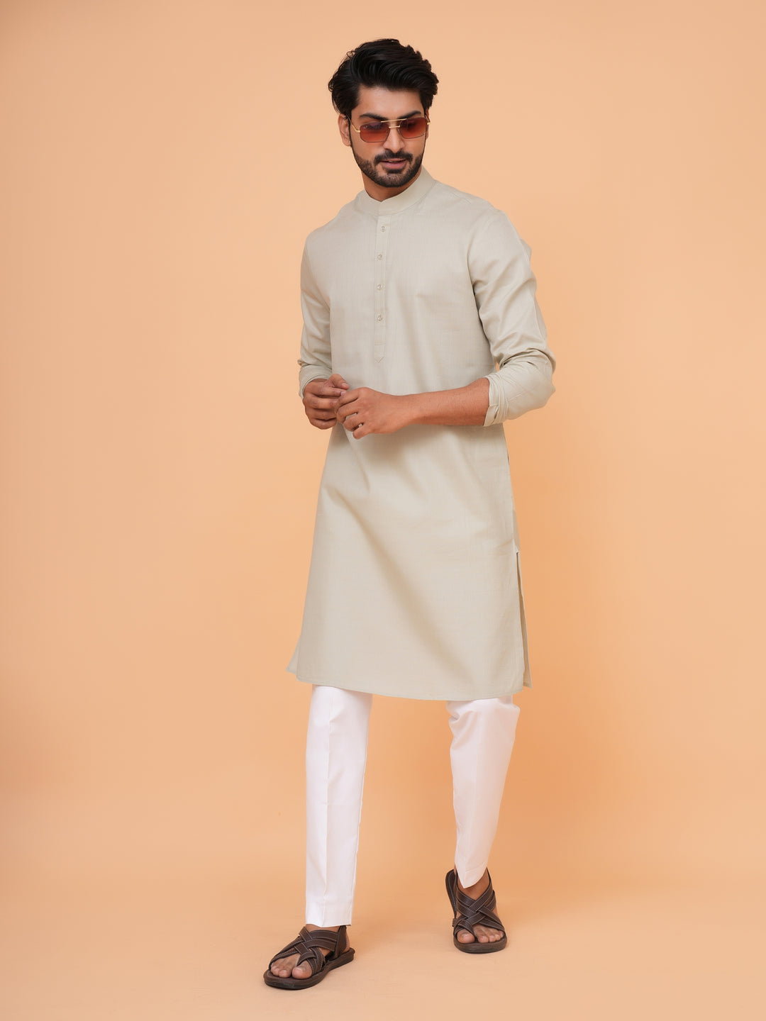 Solid Pista Kurta Set - KM44692-6