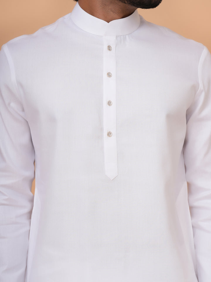 Solid White Kurta Set - KM44692-1