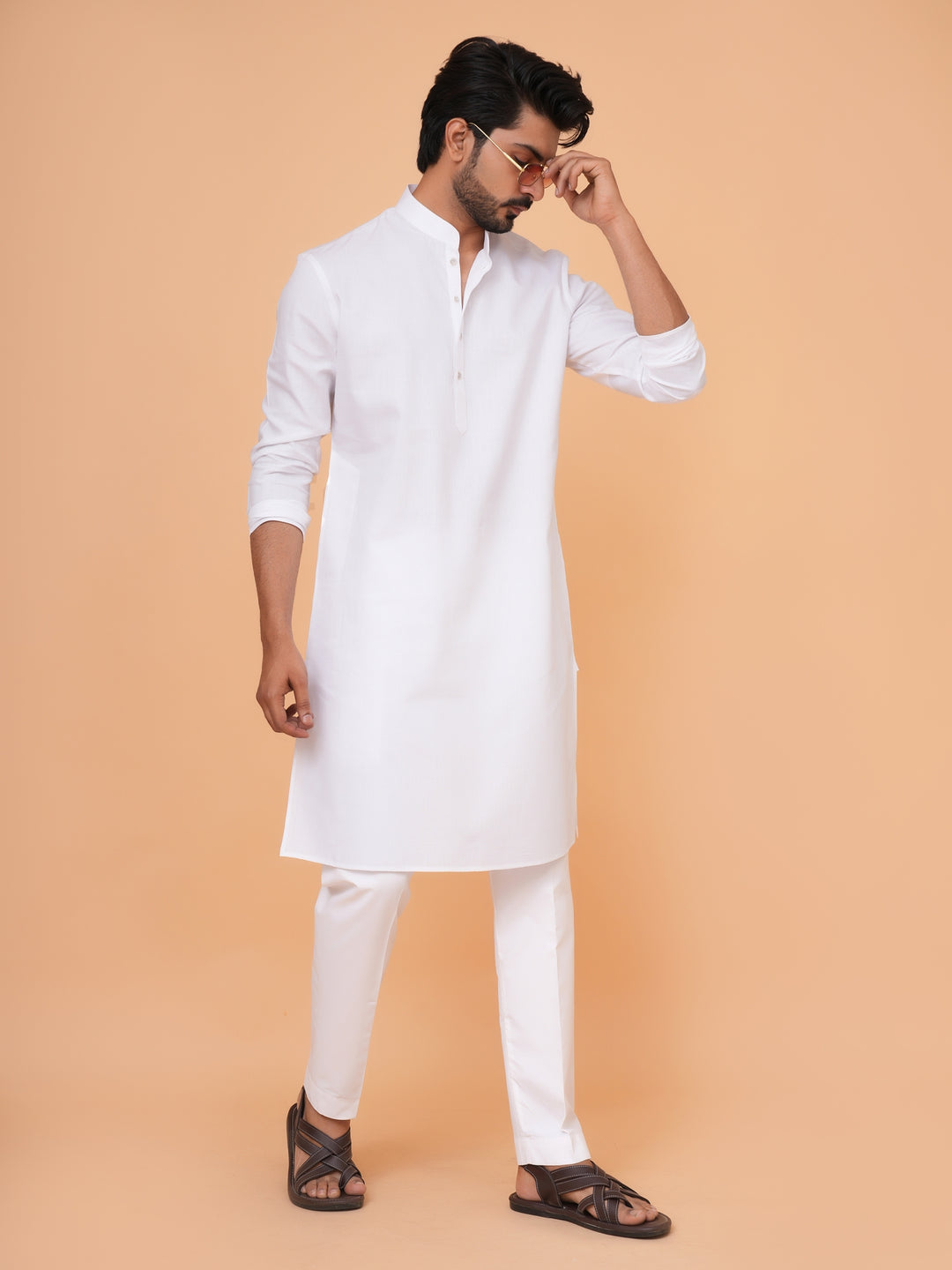 Solid White Kurta Set - KM44692-1