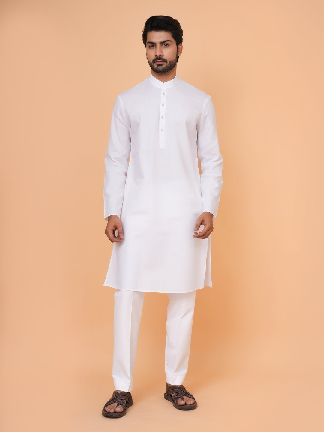 Solid White Kurta Set - KM44692-1