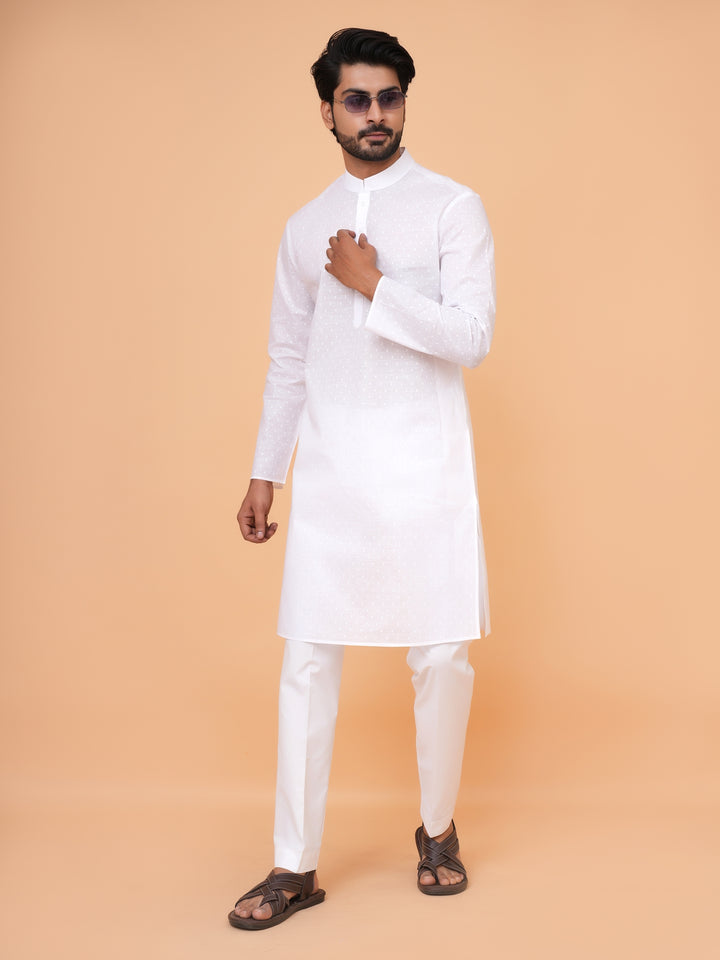 Solid White Kurta Set - KM45076-42