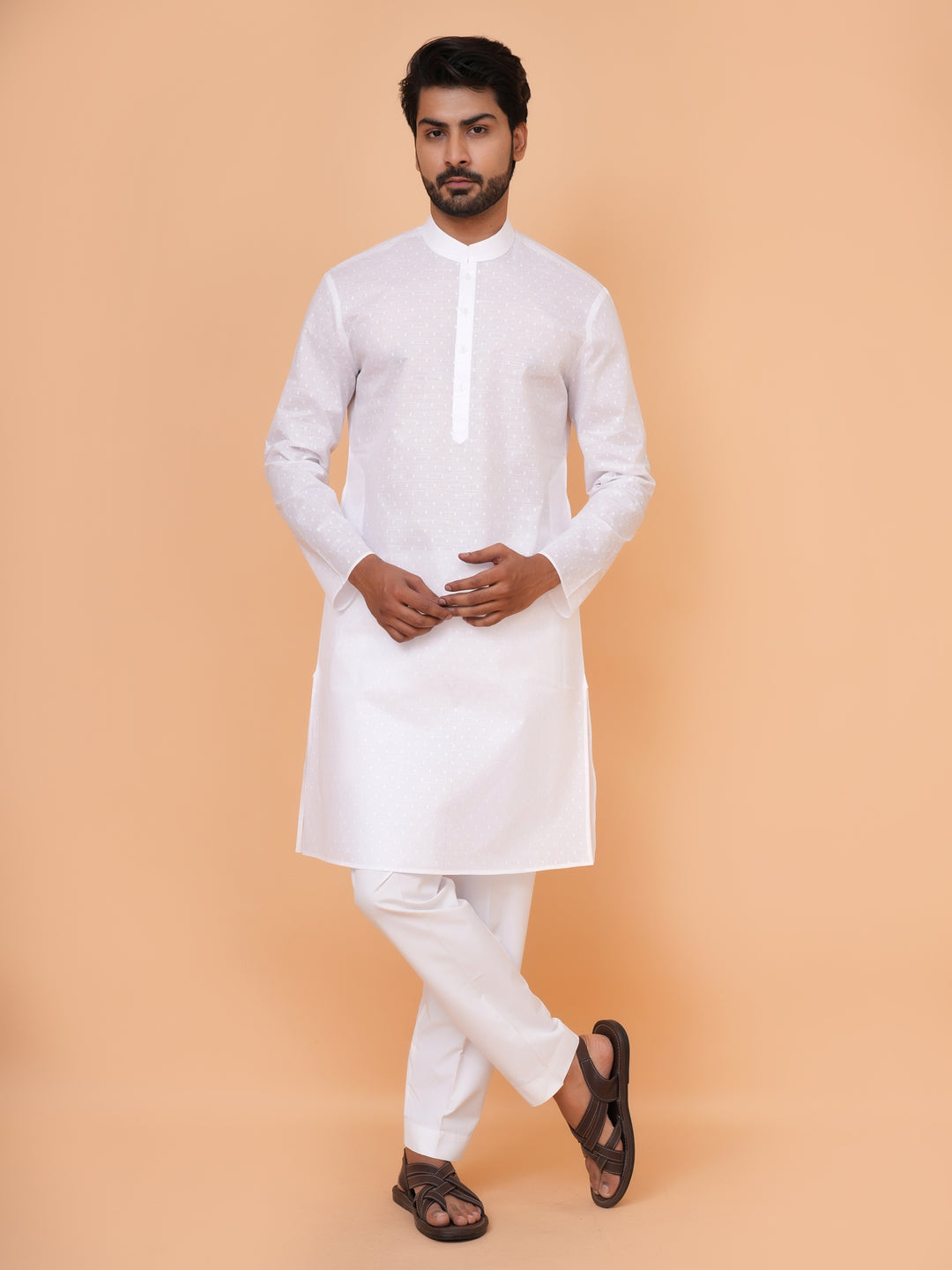 Solid White Kurta Set - KM45076-42