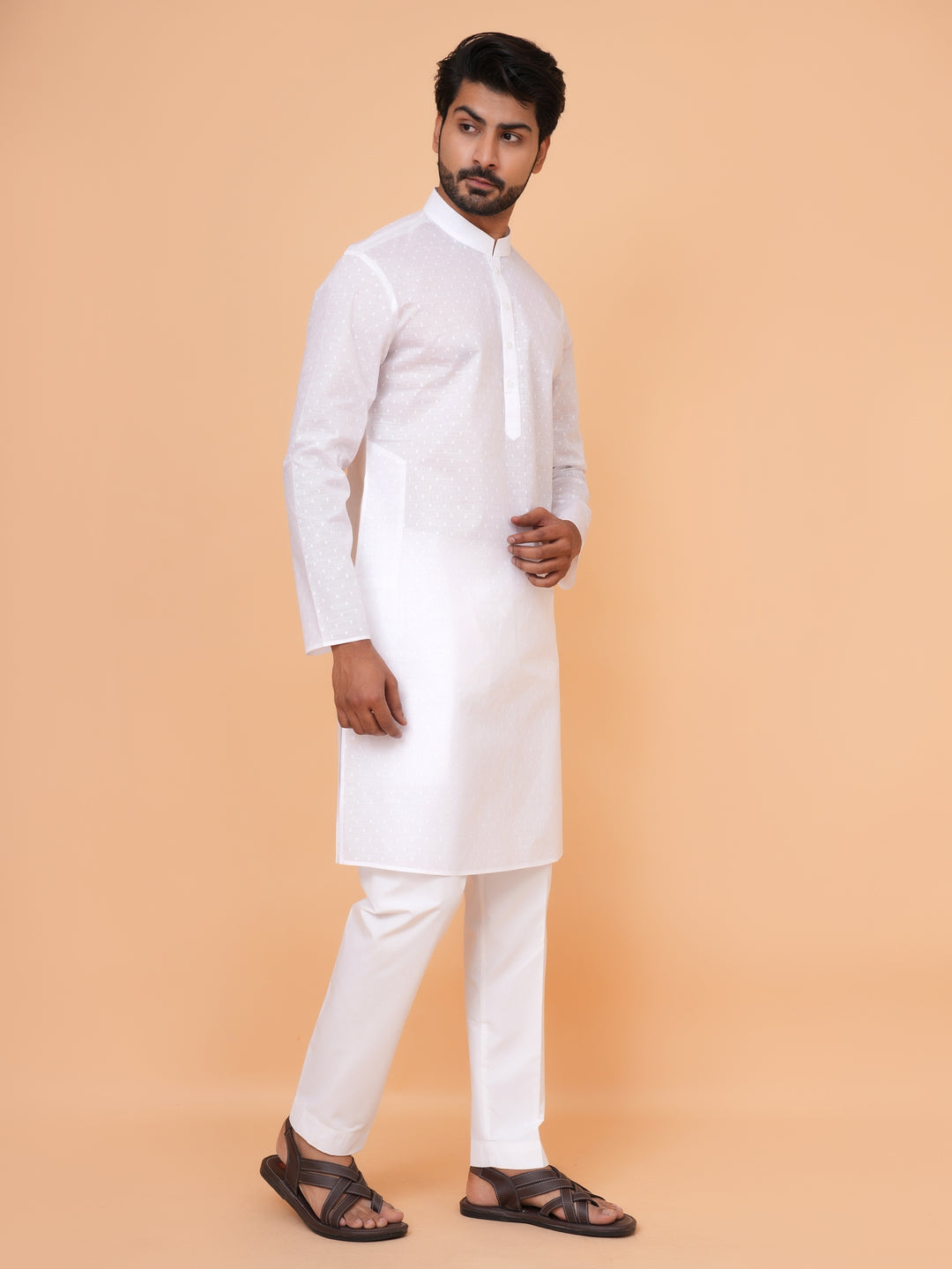 Solid White Kurta Set - KM45076-42