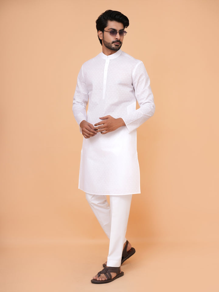 Solid White Kurta Set - KM45076-42