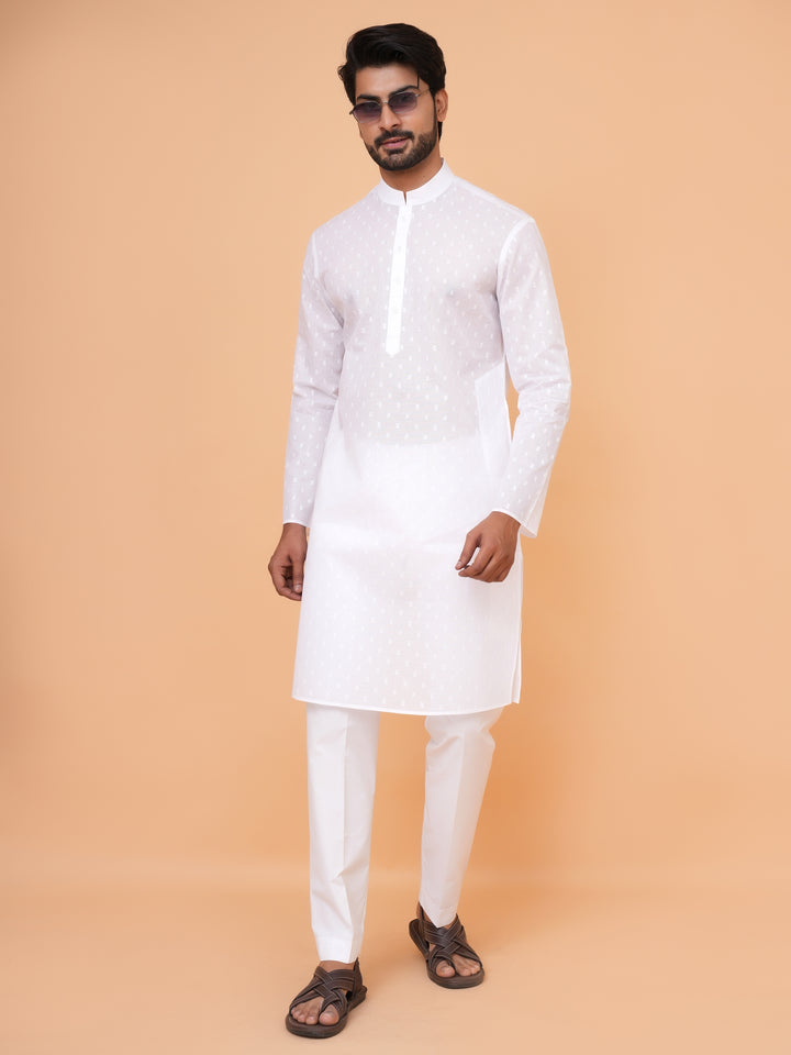 Solid White Kurta Set - KM45076-297