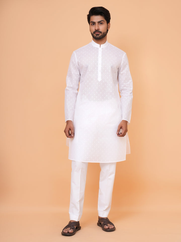 Solid White Kurta Set - KM45076-297