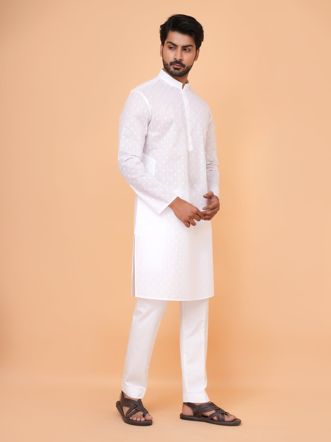 Solid White Kurta Set - KM45076-297