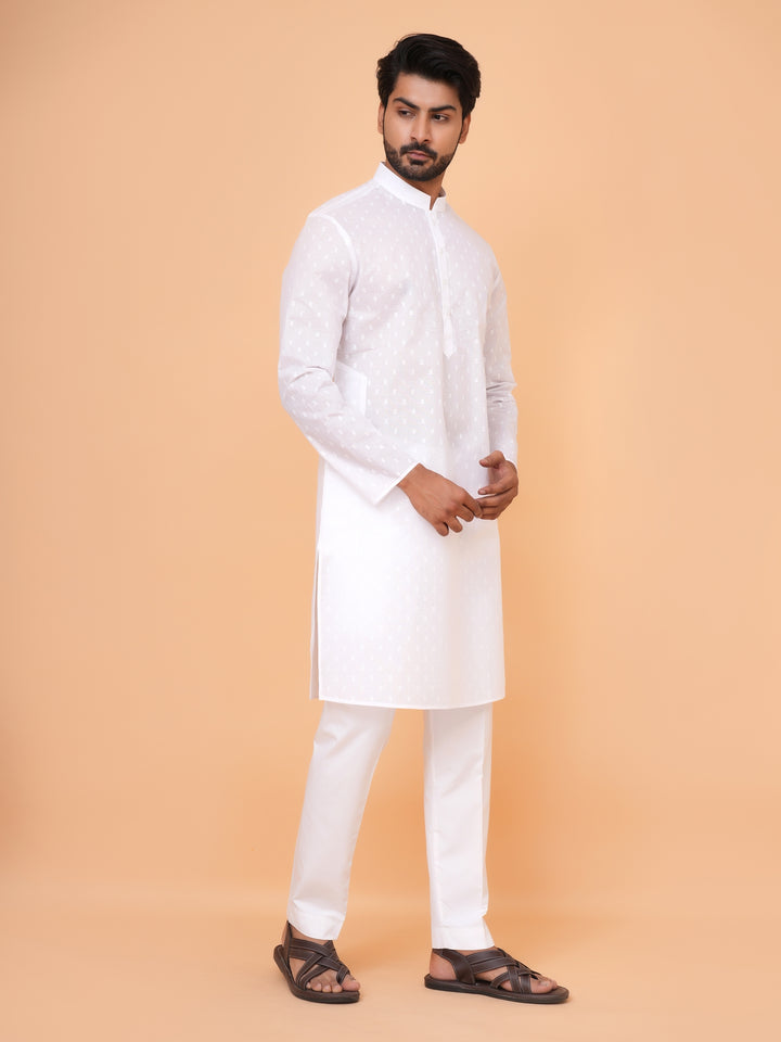 Solid White Kurta Set - KM45076-297