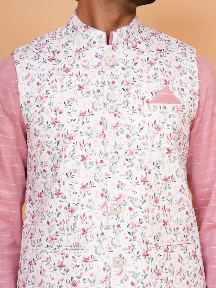 Floral Pink Jacket Kurta Set - JM44315-13