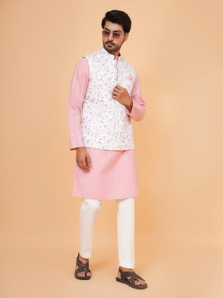 Floral Pink Jacket Kurta Set - JM44315-13