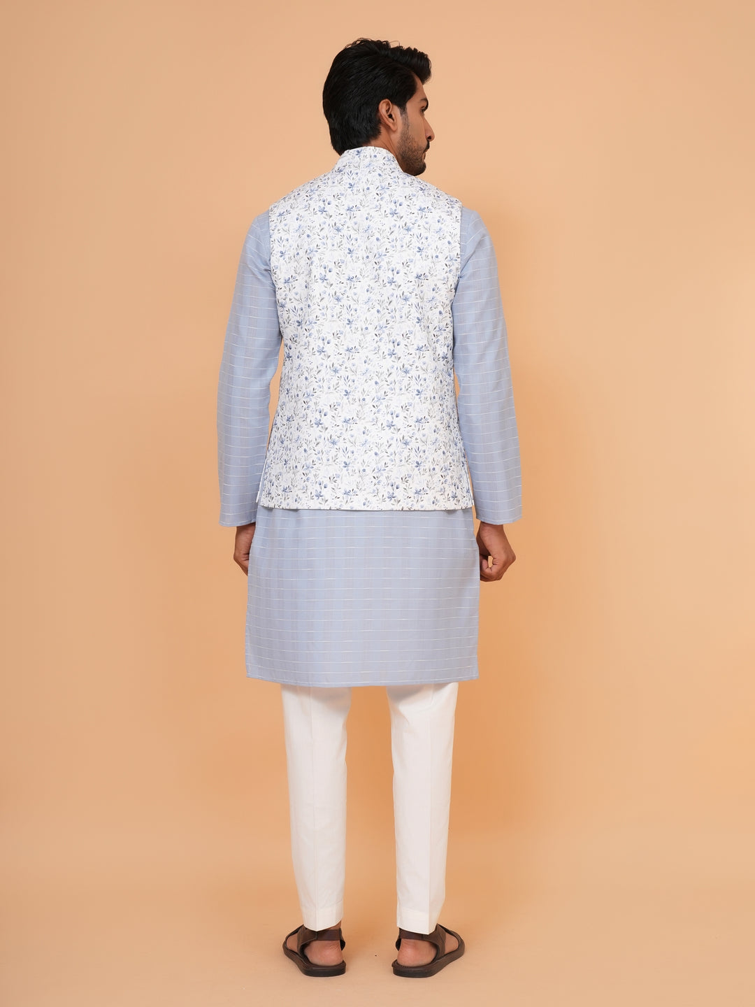Floral Grey Jacket Kurta Set - JM44315-12