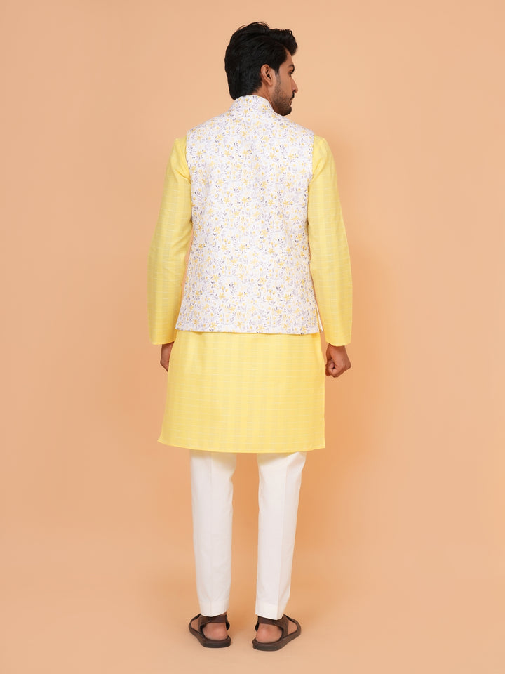 Floral Yellow Jacket Kurta Set - JM44315-3