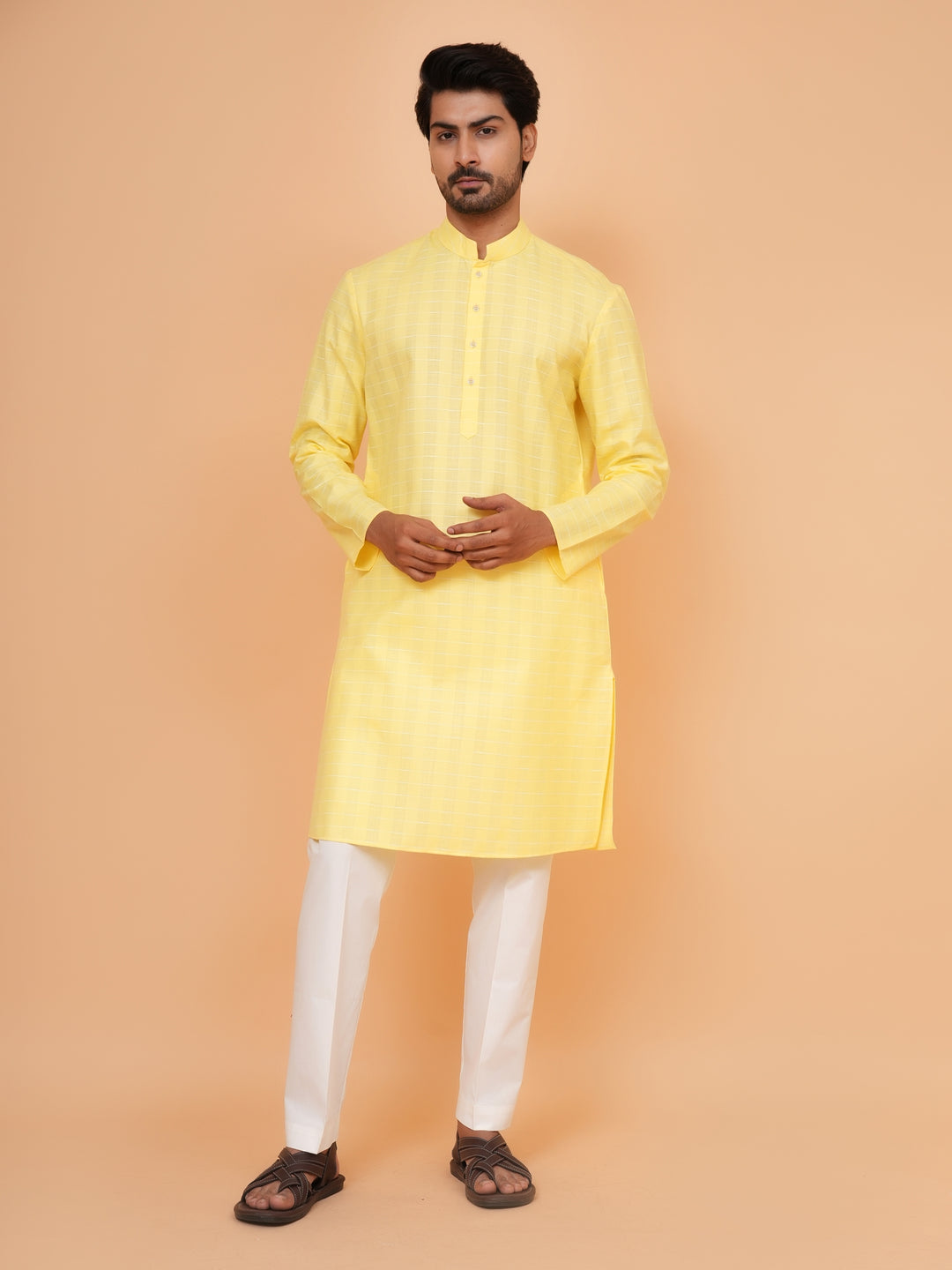 Floral Yellow Jacket Kurta Set - JM44315-3
