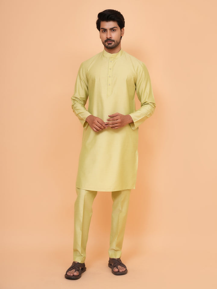 Checked Pista Jacket Kurta Set - JM43524-1469A