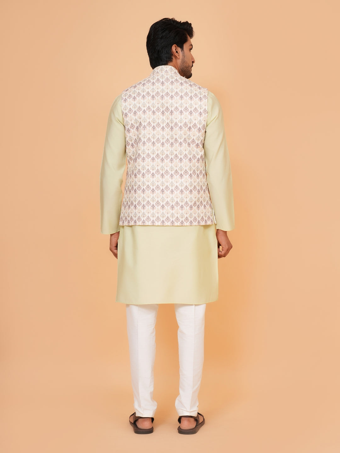 Floral Pista Jacket Kurta Set - JM45041-1
