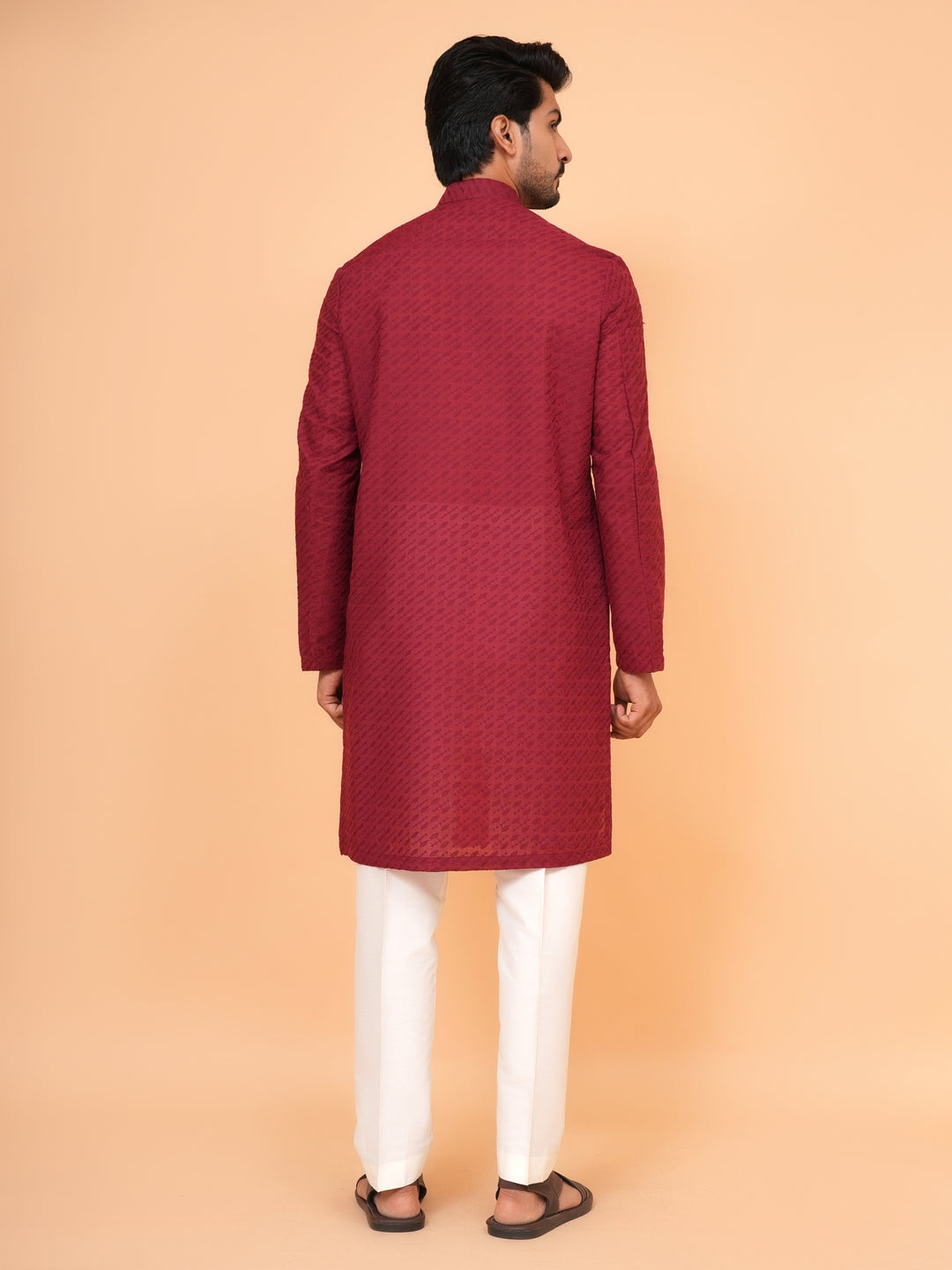 Chikan Maroon Kurta Set - KM26317-MH53