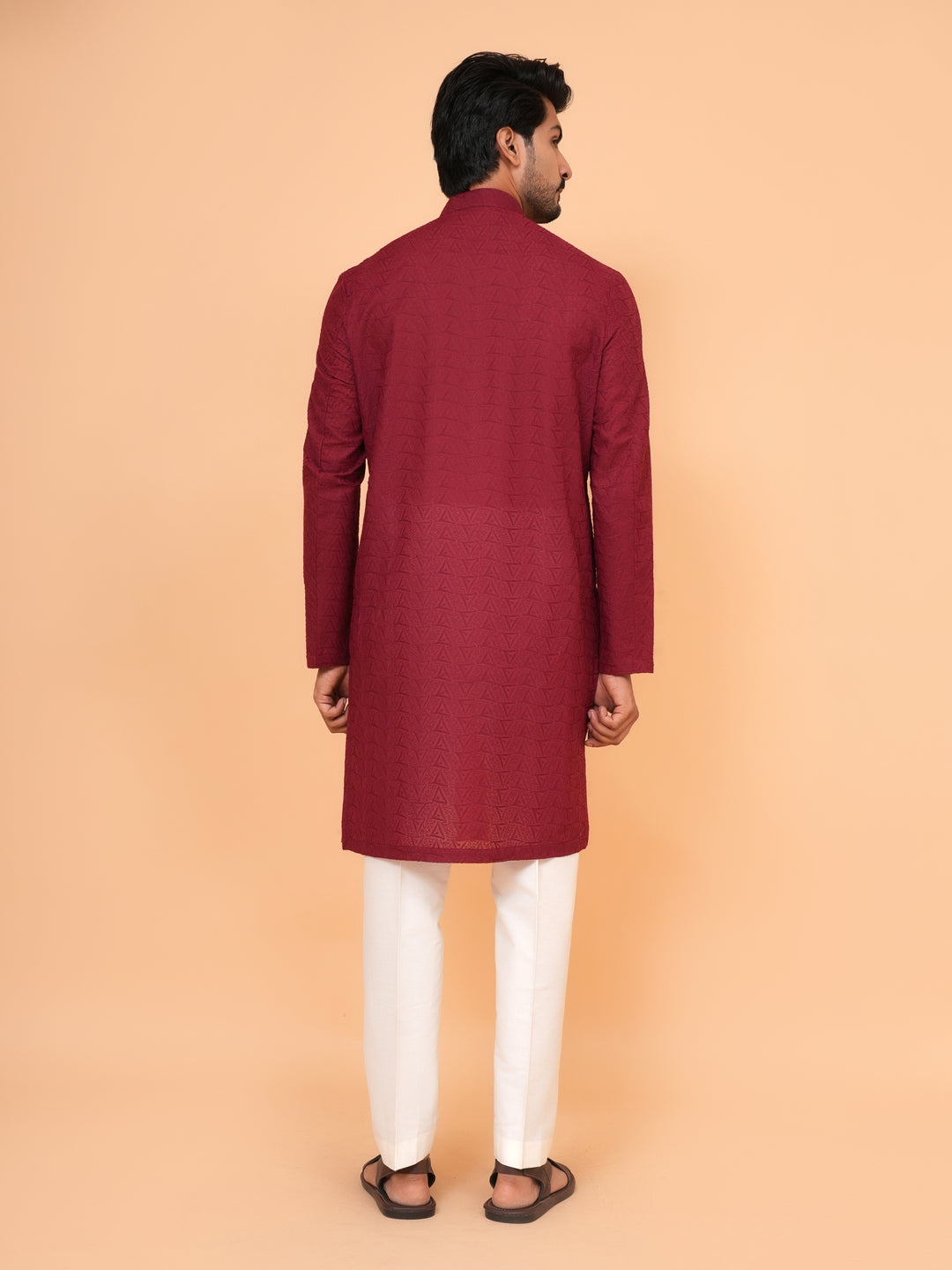 Chikan Maroon Kurta Set - KM26317-MH58