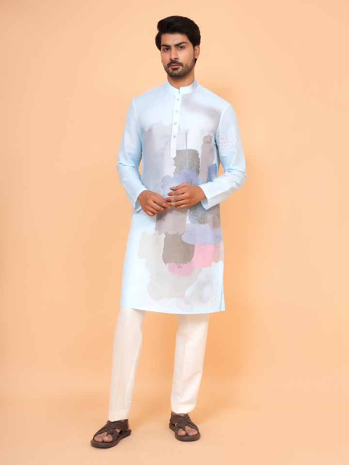 Digital Print Grey Kurta Set - KM40080-450