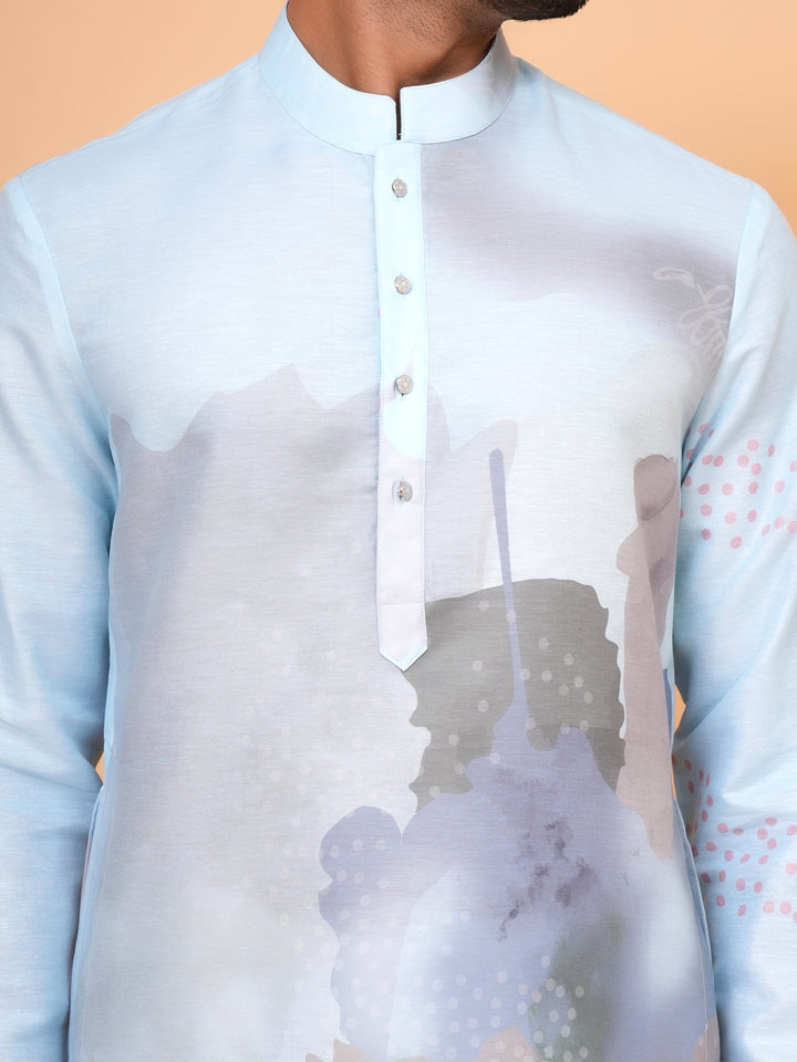 Digital Print Grey Kurta Set - KM40080-450