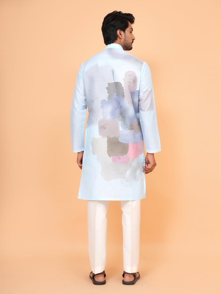 Digital Print Grey Kurta Set - KM40080-450