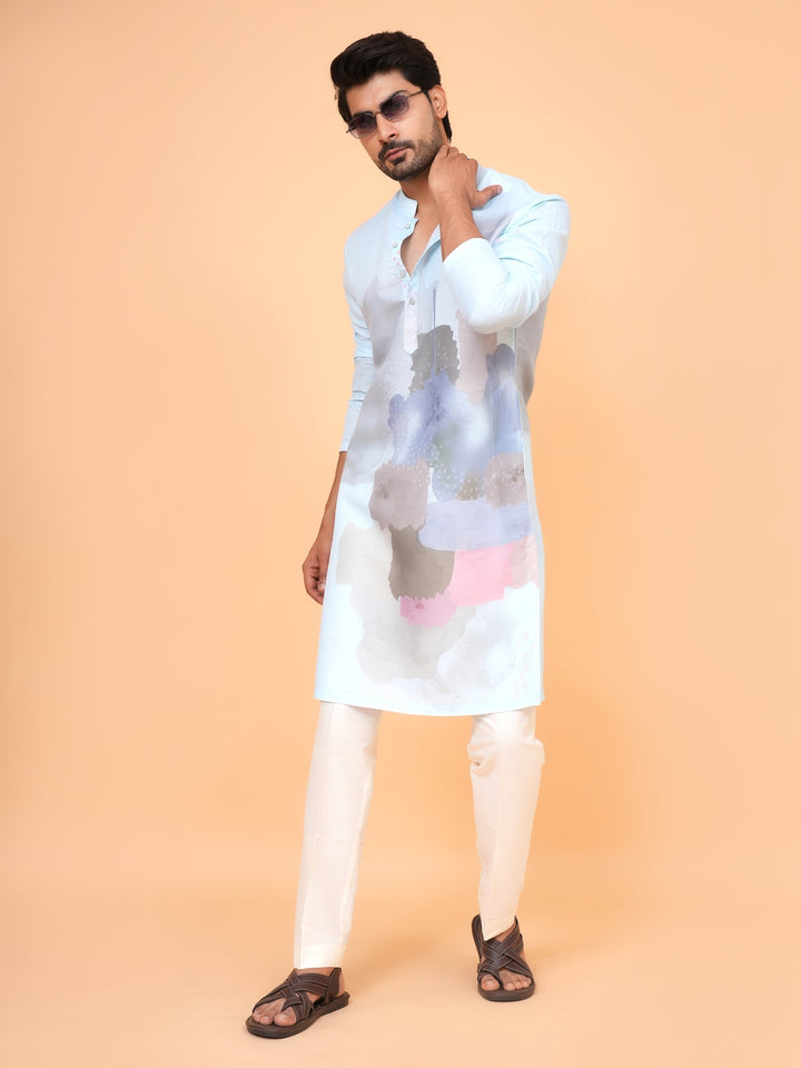 Digital Print Grey Kurta Set - KM40080-450