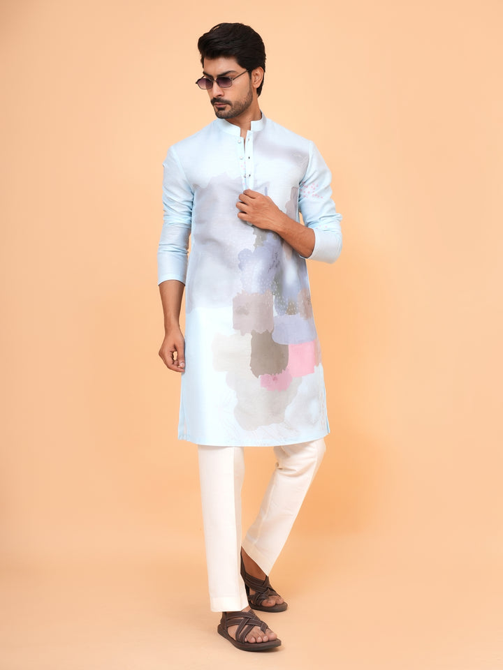 Digital Print Grey Kurta Set - KM40080-450