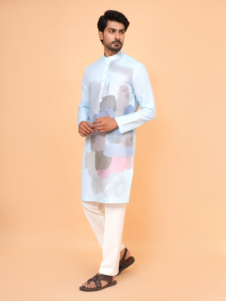 Digital Print Grey Kurta Set - KM40080-450