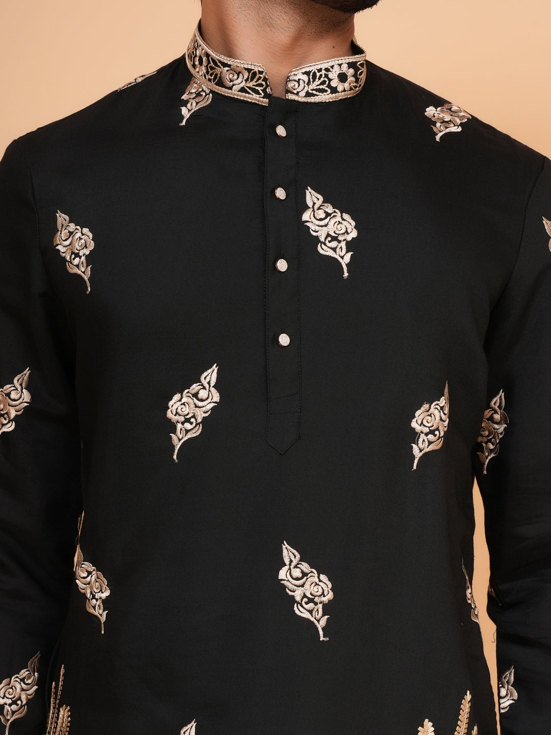 Ethnic Motifs Black Kurta Set - KM43346-1