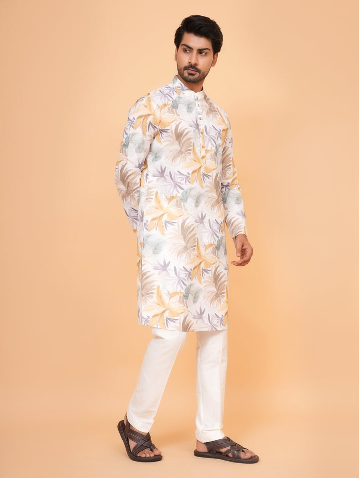 Leafs Yellow Kurta Set - KM43505-4