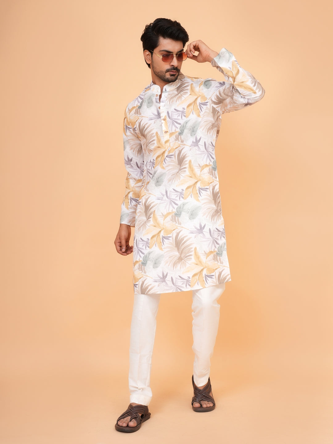 Leafs Yellow Kurta Set - KM43505-4