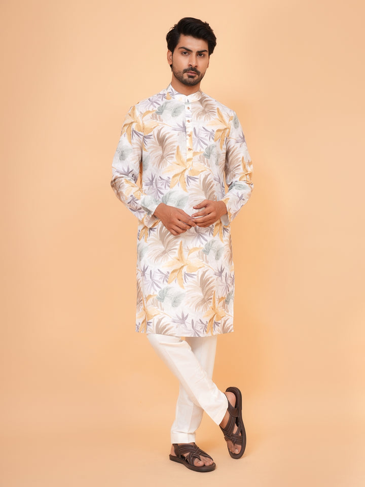 Leafs Yellow Kurta Set - KM43505-4