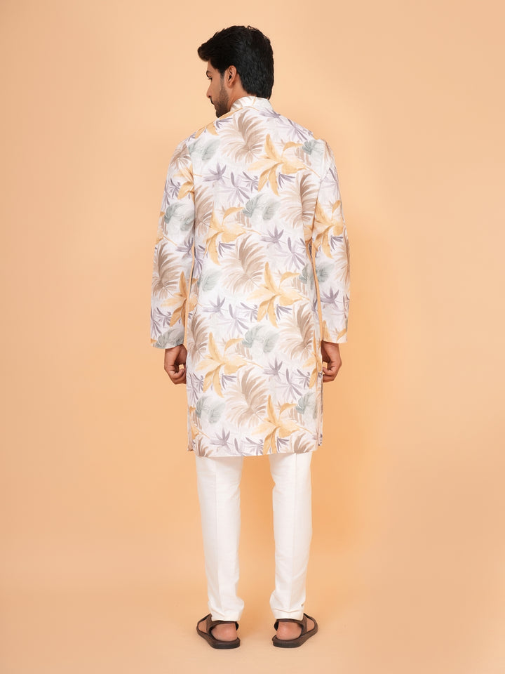 Leafs Yellow Kurta Set - KM43505-4