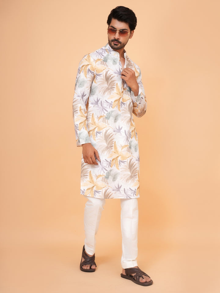 Leafs Yellow Kurta Set - KM43505-4