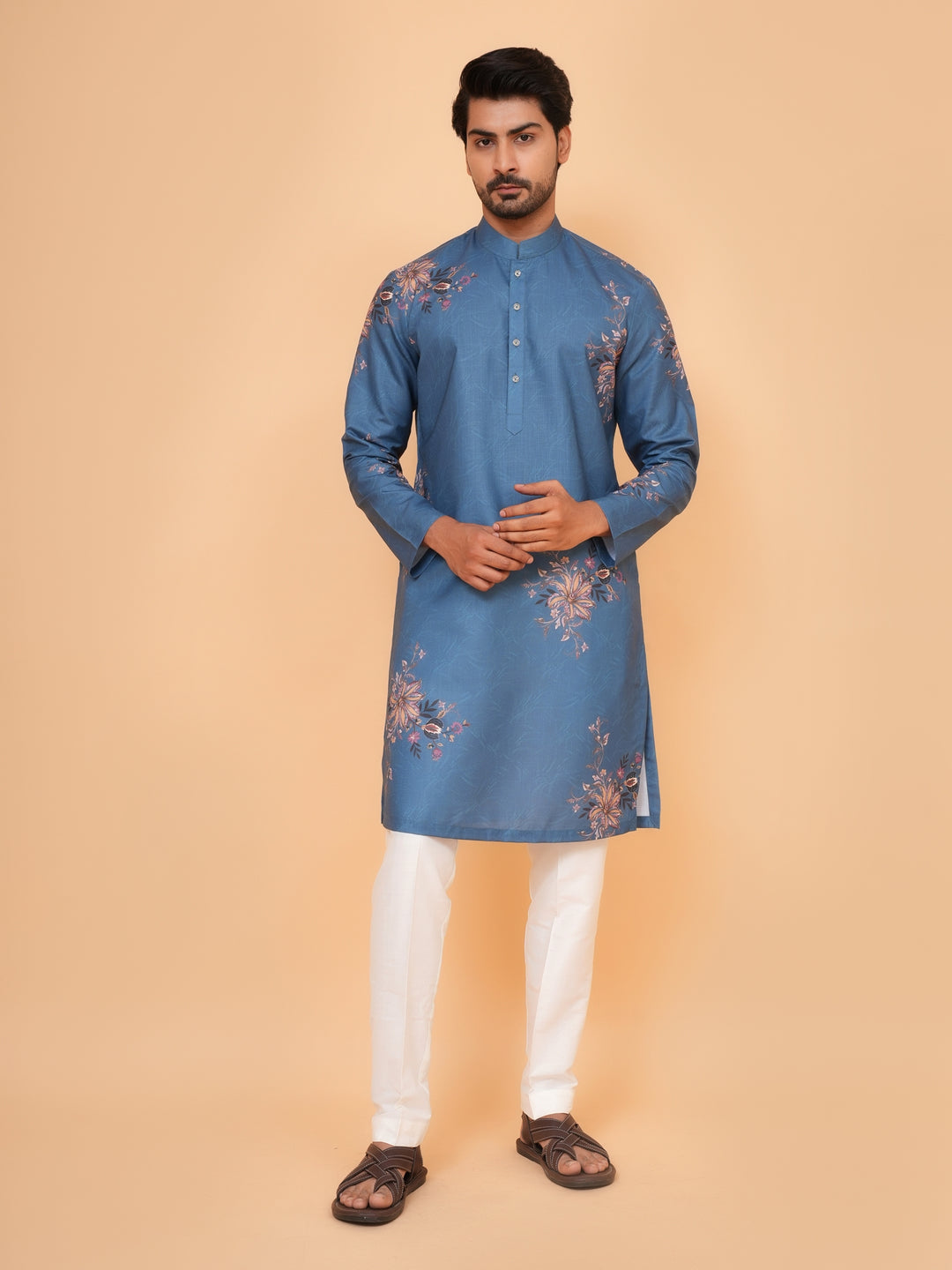 Floral Blue Kurta Set - KM44545-3