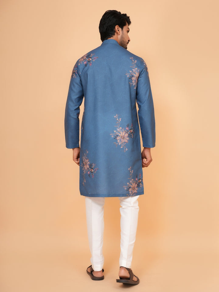Floral Blue Kurta Set - KM44545-3