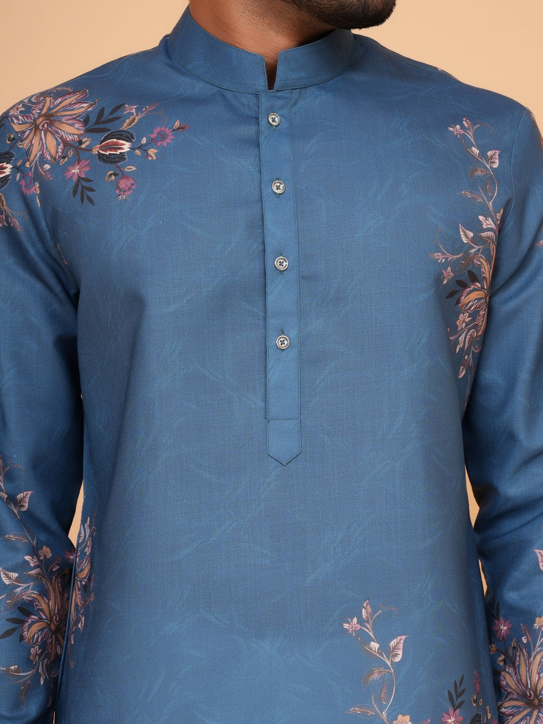 Floral Blue Kurta Set - KM44545-3