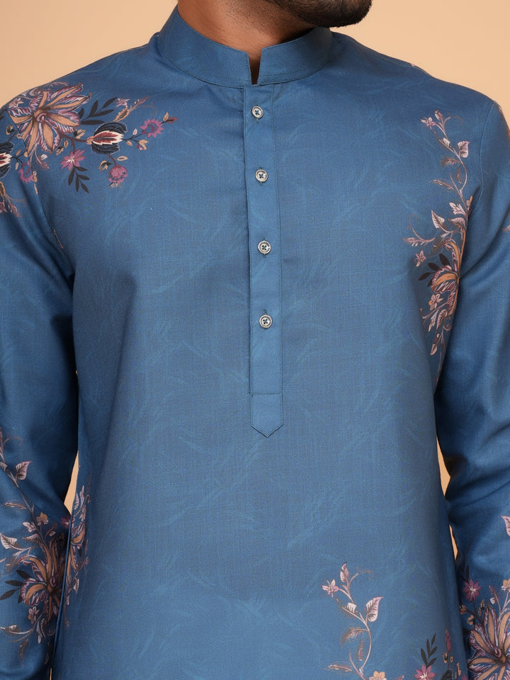 Floral Blue Kurta Set - KM44545-3