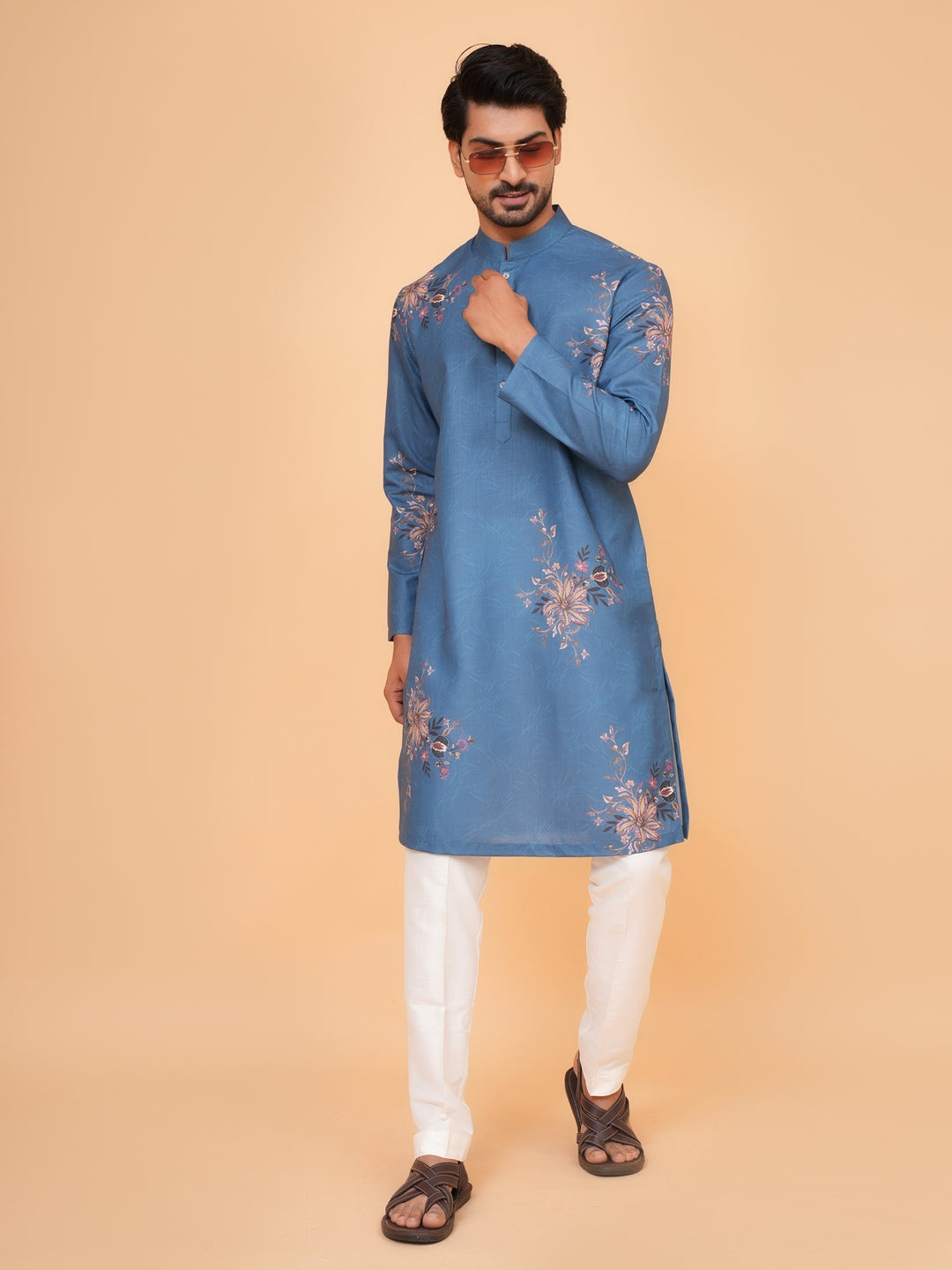 Floral Blue Kurta Set - KM44545-3