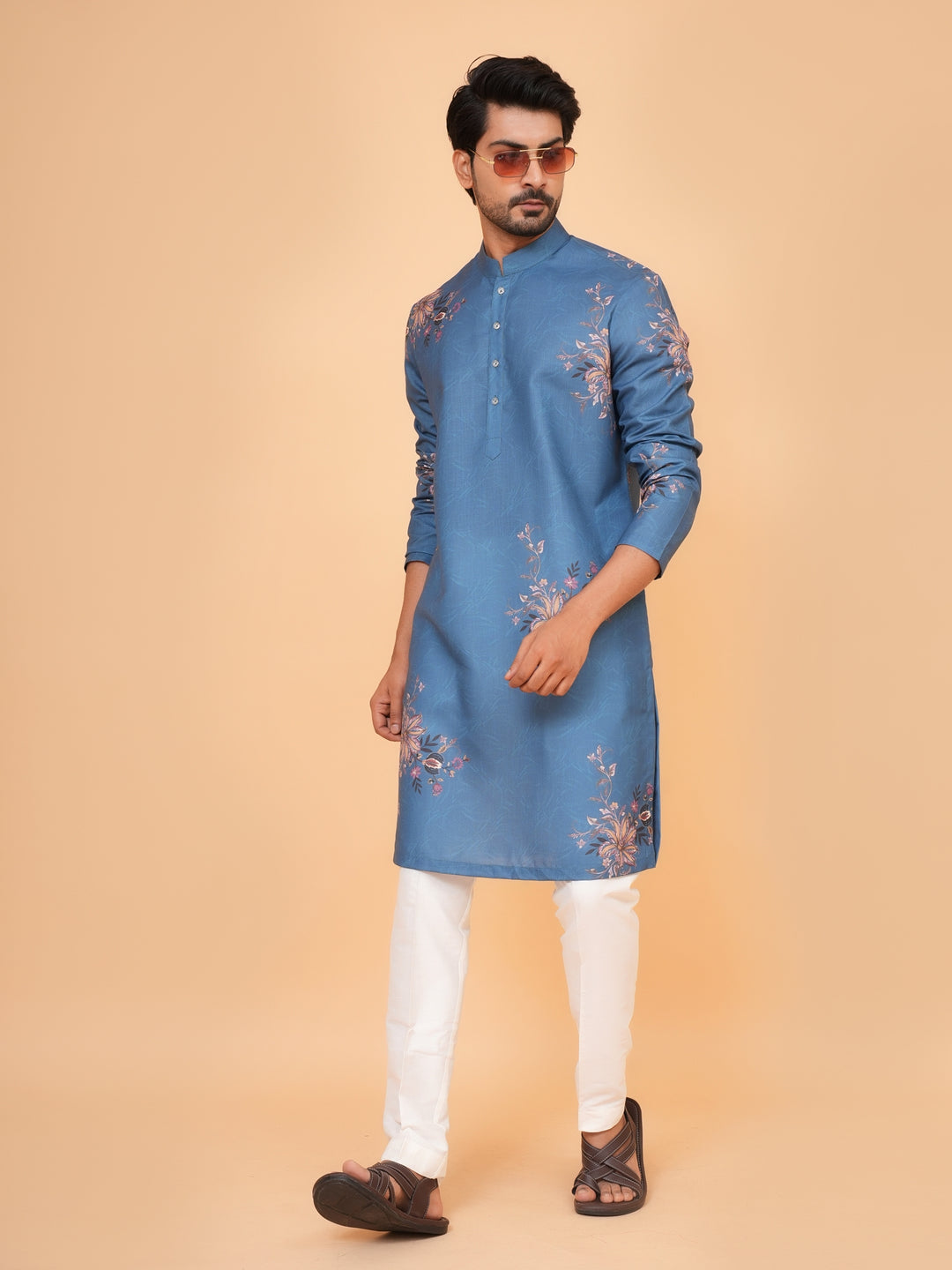 Floral Blue Kurta Set - KM44545-3